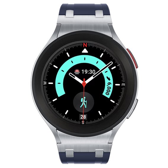 Pasek silikonowy do Samsung Galaxy Watch 4/5/6 40/42/43/44/45/46/47mm, Granatowy / srebrna klamra