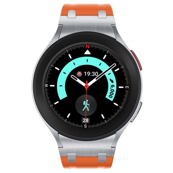 Pasek silikonowy do Samsung Galaxy Watch 4/5/6 40/42/43/44/45/46/47mm, Pomarańczowy / srebrna klamra