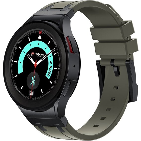 Pasek silikonowy do Samsung Galaxy Watch 4/5/6 40/42/43/44/45/46/47mm, Zielony / czarna klamra