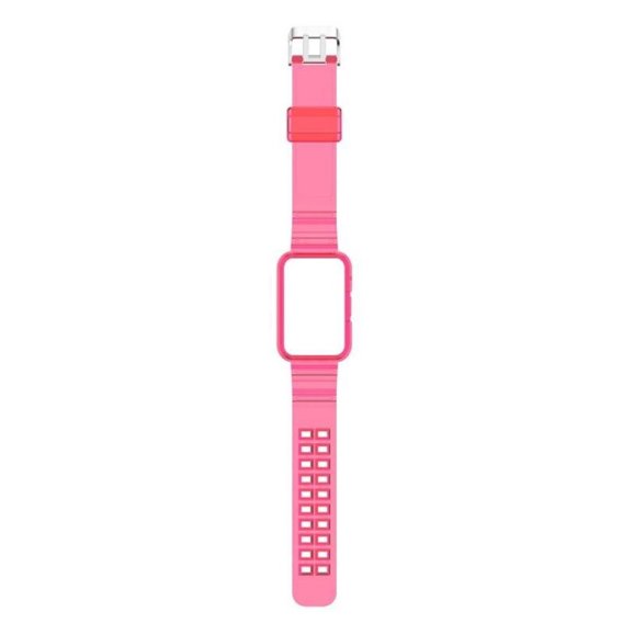 Pasek z Etui Translucent do Huawei Band 6 / Honor Band 6, Rose Red