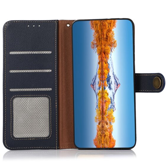 Skórzane Etui KHAZNEH RFID do Xiaomi Redmi Note 13 Pro 5G, Litchi Texture, niebieskie