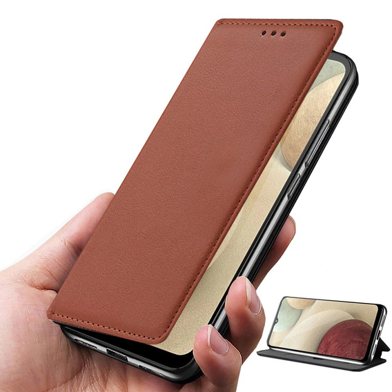 Skórzane Etui Wallet do Samsung Galaxy A12, Brown | Sklep XGSM.pl