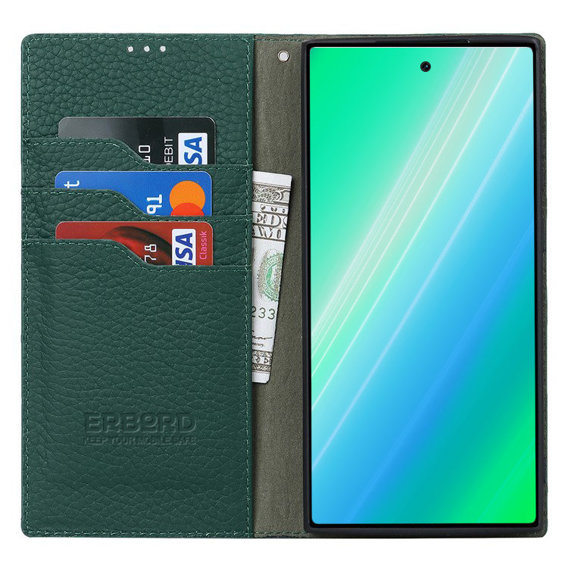 Skórzane etui do Samsung Galaxy S23 Plus, ERBORD Grain Leather, zielony