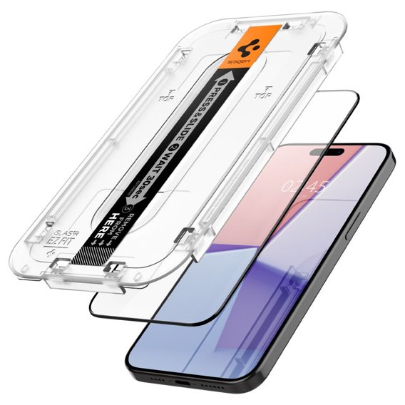 Spigen Glas.”EZ FIT” FC Szkło Hartowane do iPhone 15 Pro Max, Czarne