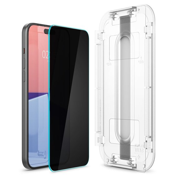 Spigen Glas.”EZ FIT" Szkło Hartowane prywatyzujące do iPhone 15 (2 szt.)