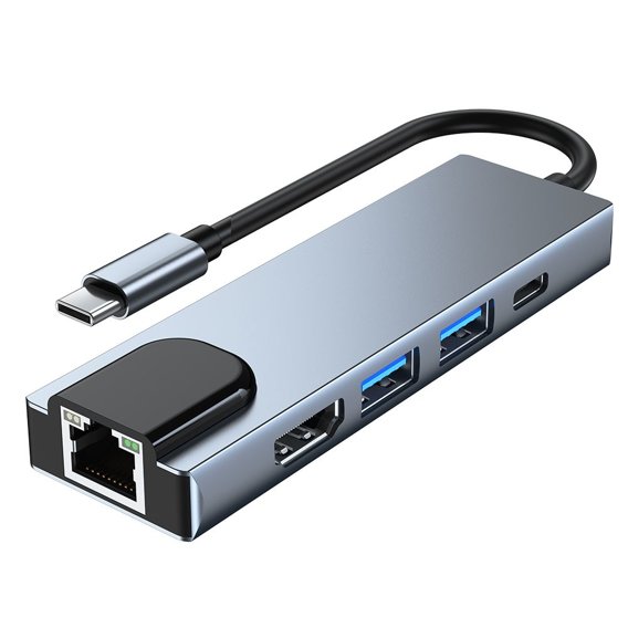 Tech-Protect Adapter Hub 2x USB-A LAN RJ45 - TYPE-C, V3, Grey
