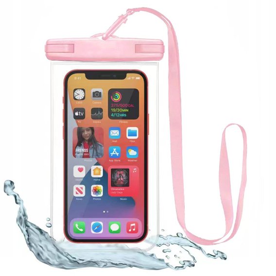 Tech-Protect Uniwersalne Wodoodporne Etui na telefon, Clear/Pink