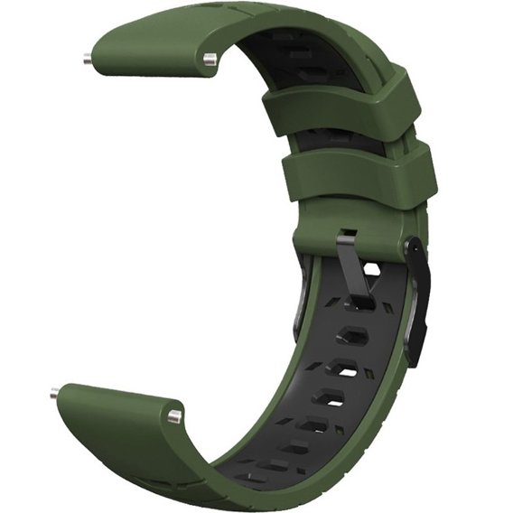 Uniwersalny Pasek Silikonowy 22mm Three Row Holes, Army Green/Black