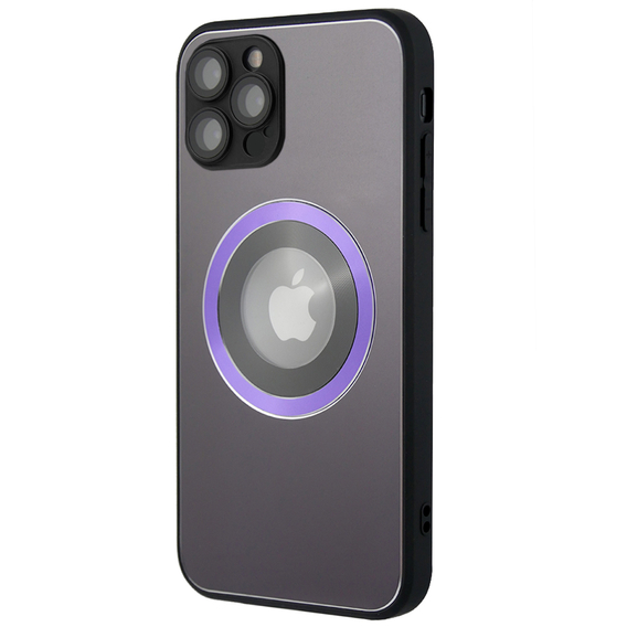 Zestaw Etui do Magsafe do iPhone 12 Pro Max, Hole for Apple Logo, fioletowe + Szkło
