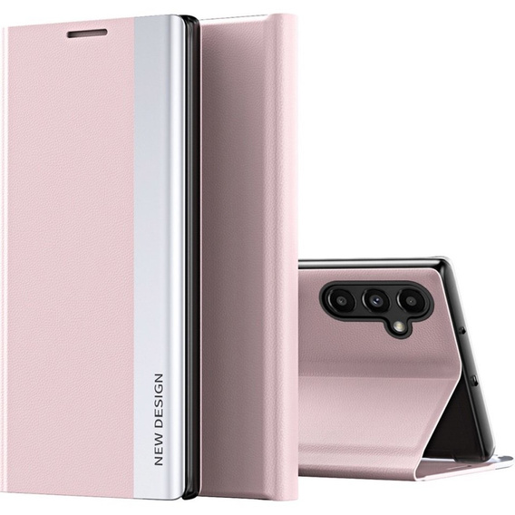 Zestaw Etui do Samsung Galaxy A14 4G/5G, Side Magnetic z klapką, Różowe + Szkło