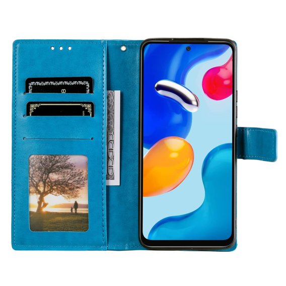 Zestaw Etui z klapką do Xiaomi Redmi Note 11/11S, Mandala, Niebieskie + szkło