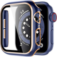 2w1 Etui + Szkło Hartowane do Apple Watch 7/8 41mm - Niebieski / Złoty
