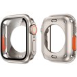 2w1 Pełne Etui + Szkło Hartowane do Apple Watch 4/5/6/SE 40MM, Tytanowe/Pomarańczowe