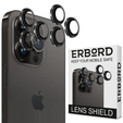 6x Szkło Hartowane na aparat ERBORD do iPhone 15 Pro / 15 Pro Max, Czarne