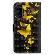 Etui Wallet do Samsung Galaxy S20 FE, Light Spots Decor, Gold Butterflies