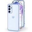 Etui do Samsung Galaxy A55 5G, Electro heart, niebieskie + Szkło Full Glue Ceramic