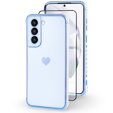 Etui do Samsung Galaxy S21, Electro heart, niebieskie + Szkło Full Glue Ceramic