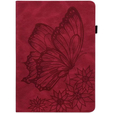 Etui do Samsung Galaxy Tab S9 FE, Wallet Pen Slot, butterflies, Czerwone