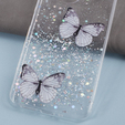 Etui do Xiaomi Redmi 13C / Poco C65, Glitter Butterfly, białe