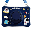 Etui silikonowe dla dzieci do Samsung Galaxy Tab A7 Lite T220 / T225 z paskiem, Pancerne, Astronauta, Granatowe