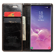 Etui z klapką CASEME do Samsung Galaxy S10+ Plus, Waxy Textured, kawowe