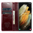 Etui z klapką CASEME do Samsung Galaxy S21 Ultra 5G, Waxy Textured, czerwone