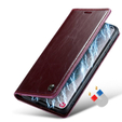 Etui z klapką CASEME do Samsung Galaxy S21, Waxy Textured, czerwone