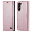 Etui z klapką CASEME do Samsung Galaxy S22, Waxy Textured, różowe rose gold