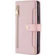 Etui z klapką do Honor Magic5 Lite, Wallet Zipper Pocket, różowe