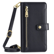 Etui z klapką do Oppo A38 / A18 4G, Wallet Zipper Pocket, czarne