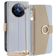 Etui z klapką do Realme 12 Pro 5G / 12 Pro+ 5G, Wallet Zipper Pocket, z lusterkiem, niebieskie