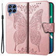 Etui z klapką do Samsung Galaxy M33, Butterfly, różowe Rose Gold