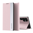 Etui z klapką do Samsung Galaxy S22 Ultra 5G, Side Magnetic, różowe