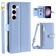Etui z klapką do Samsung Galaxy S23, Wallet Zipper Pocket, niebieskie