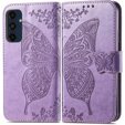 Etui z klapką do Samsung Galaxy S24 FE, Butterfly, fioletowe