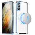 Etui z ochroną aparatu do Samsung Galaxy S21 FE 5G, CamShield MagSafe, przezroczyste / niebieskie
