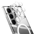 Etui z ochroną aparatu do Samsung Galaxy S22 Ultra, CamShield MagSafe, przezroczyste / srebrne