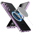 Etui z ochroną aparatu do Samsung Galaxy S23, CamShield MagSafe, przezroczyste / fioletowe