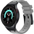 Pasek silikonowy do Samsung Galaxy Watch 4/5/6 40/42/43/44/45/46/47mm, Szary / czarna klamra