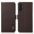 Skórzane Etui KHAZNEH RFID do Samsung Galaxy A35 5G, Litchi Texture, brązowe