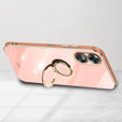 Zestaw Etui Electro Ring do Oppo A17, Różowe rose gold + Szkło 9H