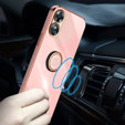 Zestaw Etui Electro Ring do Oppo A17, Różowe rose gold + Szkło 9H