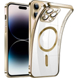 Zestaw Etui do iPhone 14 Pro, MagSafe Hybrid, złote + Szkło